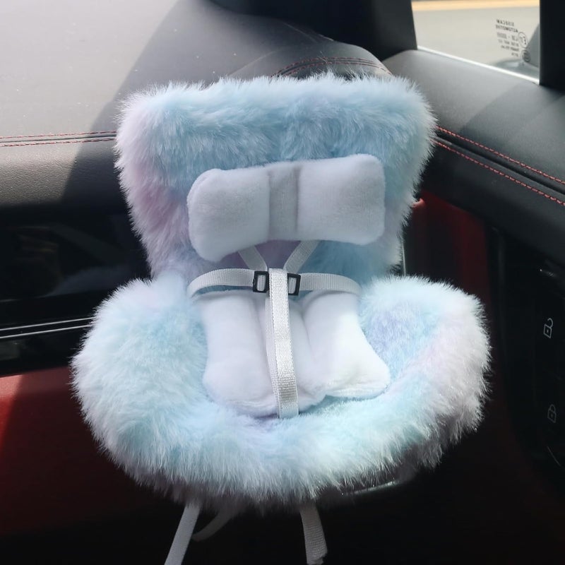 Walant Doll Car Seat Compatible with Labubu, Chair for 10-17cm Dolls - Adjustable Safety Strap, Air Vent Clip & Desktop Stand, Soft Cushion, Car Ornament Gift for Collectors & Fans (Cotton Candy Sky Ombre) - Image 1